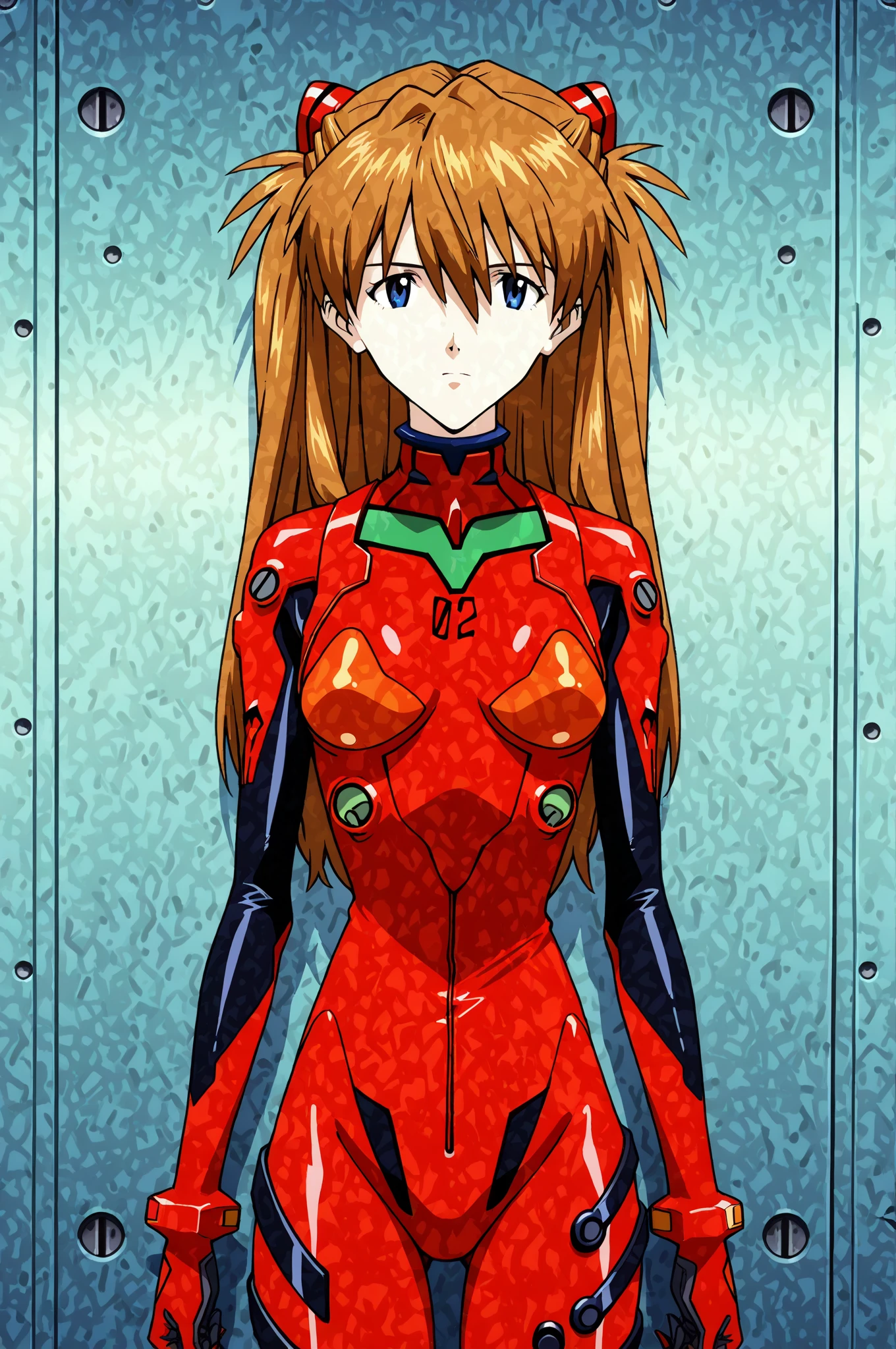 (masterpiece, best quality), 1girl, <lora:asukalangleysouryuu-lora-nochekaiser:1> asuka langley soryu, (souryuu asuka langley:1.5), blue eyes, hair between eyes, headgear, interface headset, orange hair, two side up, bodysuit, long sleeves, plugsuit, red bodysuit,