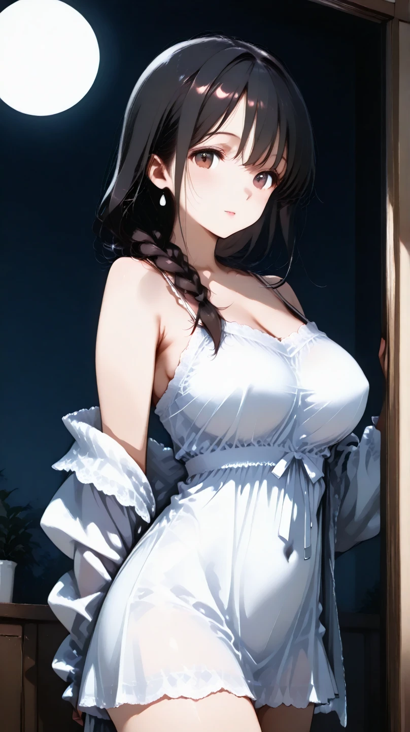 Araffe is wearing a white dress and stockings, holding a bouquet of flowers, a smooth white tight fitting suit, thick, full length and white stockings, white silky clothing, clear curve details, huge breasts, cleavage, mature women, wedding dress, sexy dress, wearing beautiful white, wearing white clothes, wearing wedding dress, maid dress, charming and charming, role-playing