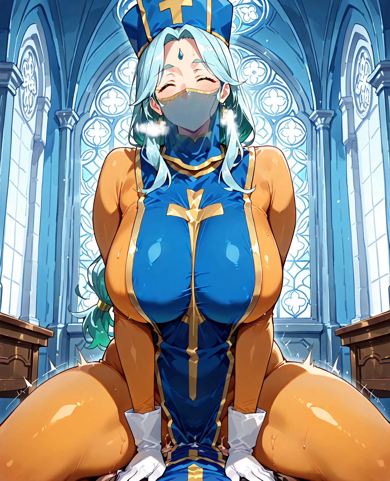 (((masterpiece))), (((best quality))), ((ultra-detailed)), (illustration), ((an extremely delicate and beautiful)), ((super detail)), ((high resolution)), (((nsfw))), ((cybernetic)), (futuristic), (biopunk), (fantasy), full body, stylish, (seductive), (((erotic))), (((20 years old))), (topless cloth), open cloth, metallic cloth, (pussy juice), camel toe, (maid), (android), ((mechanical insect wings)), delicate metal decorations, gleaming skin, shiny body, two legs, ((((female masturbation)))), soaking wet, breast focus, (((tall))), slender legs, tail, ((big round eyes)), cute eyes, drooping eyes, very light makeup, ((adult)), (elderly), in stasis tank, (right hand on the clitoris and left hand on the breast), two hands, in suspicious broken laboratory, electrical shining line on the body, opening legs, five fingers, no extra hands, seductive smile, side braid medium length hair, metallic and transparent blue slime suit, (((ultra-huge breasts))), lying, spread legs,