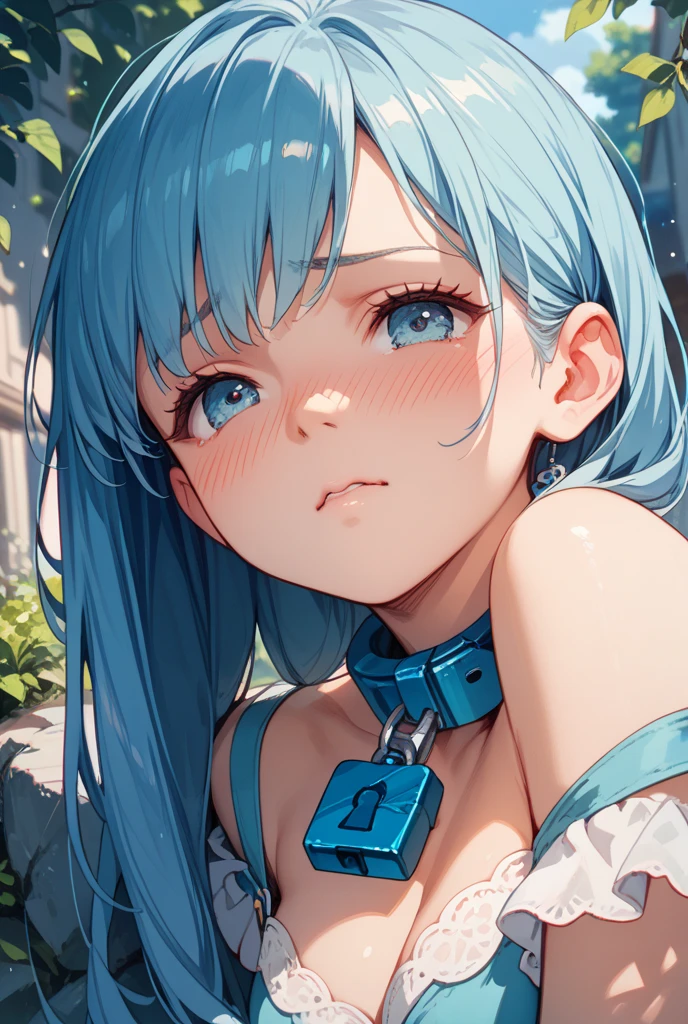 blue hair,nakeness