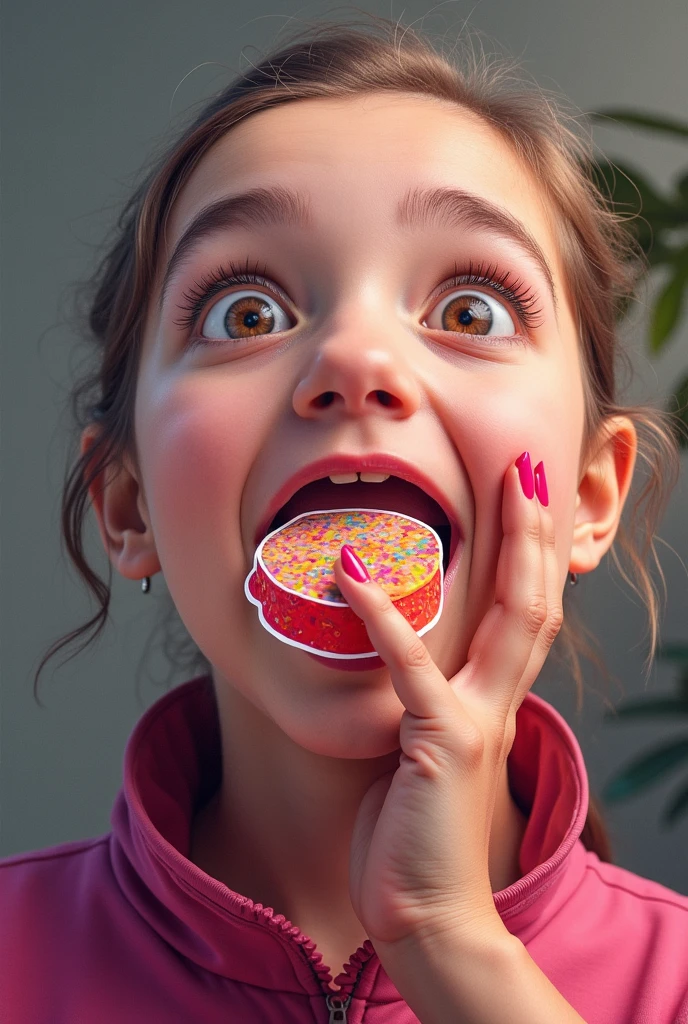 cute, adorable, girl holding a bag full of candies, candies flying all around her, (smiling), lollipops, chocolates, Pixar, disney, cinema lighting, gaming, 8k, magic, love, happy, intricate details, best quality