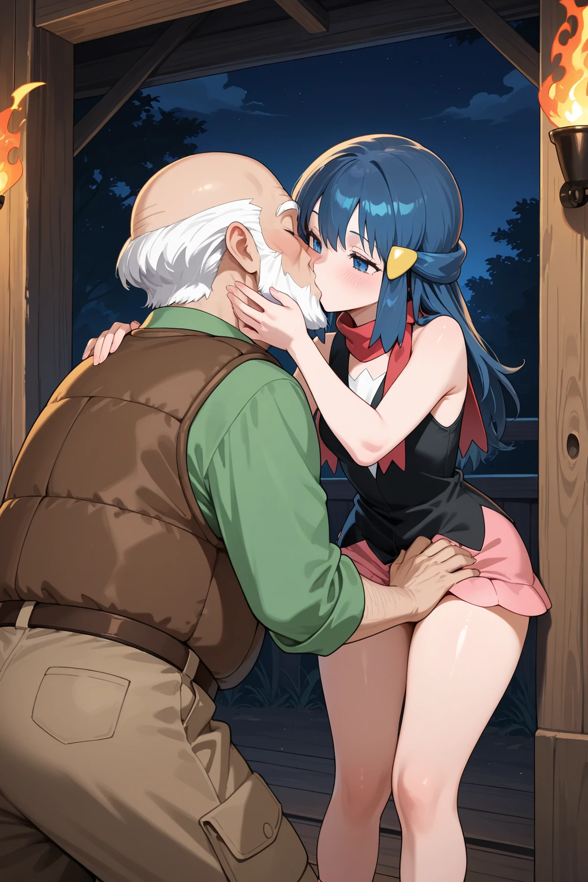 Young girl with grey hair, ((fringed and curly hair)),((curly short twintail)), curly hair ,(red eyes),, ((small bushy eyebrows)), wearing gothic lolita clothing, lolicon , walking to school, bored look, bored face , suddenly having sex in public, ((doggy style sex)), ((public sex in a restaurant)) naked ass in the male crotch, perfect anatomy, young boy fucking her