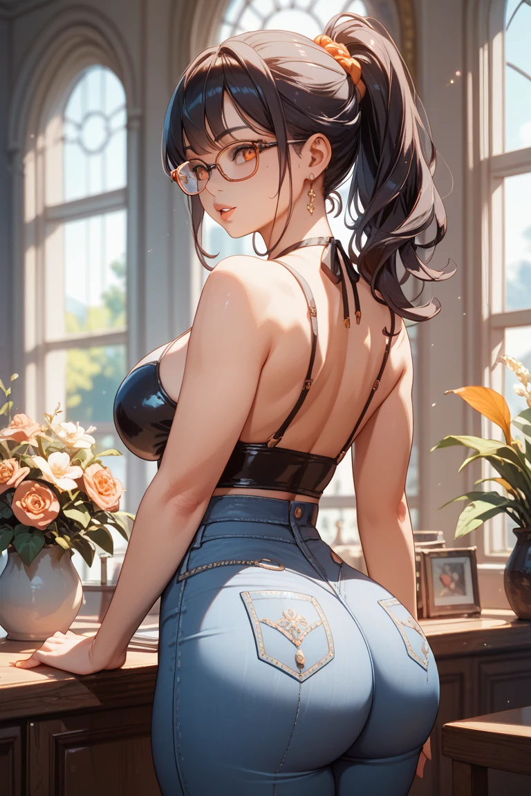 Sexy and beautiful porn actress smiling in bondage and high heels, blush, grin and laugh, huge ass, (((slim and thick))), (((skinny))), ((((Super detailed)))), (((realistic))), 8k, Booty that emphasizes curvaceous beauty,(in the basement)