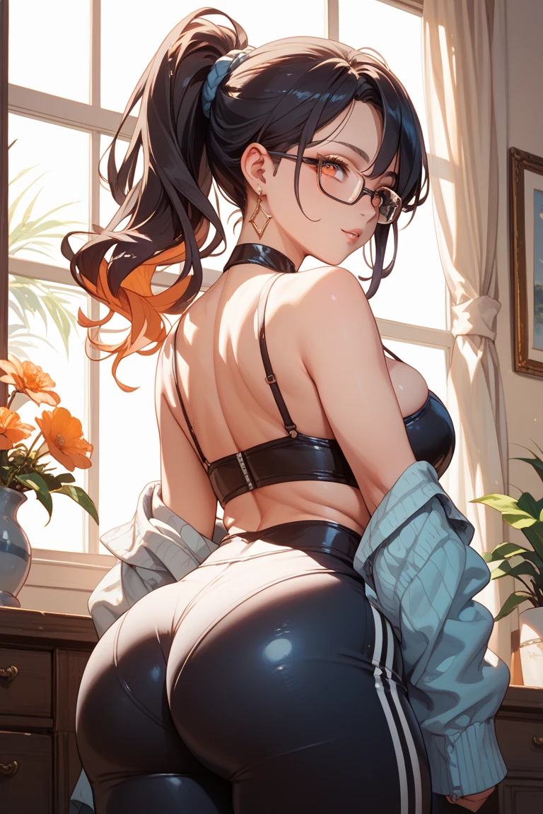 (Absurd 2.), (Highest quality), (Very detailed), (The private part is displayed),,(Small breasts:2), ((whole body)), ((裸でapron)), (Blushing with embarrassment、apronだけで胸を隠す姿を視聴者に見せつけ、Open the mouse slightly), High protruding buttocks, (apron), Writhing, ((Retrospective Viewer)), ???????,Firm big ass, 裸で上半身を隠すapronを着ている, Sidelong glance, Lewd, lure, Naughty expression,Inviting, Girl,Young face,smile,kitchen, ponytail,Twin tails、Ultra-slim legs、((Wearing round frame glasses))、Silver Hair、Wet、Plump body、Amazingly cute、gossiper、Cat&#39;s Tail