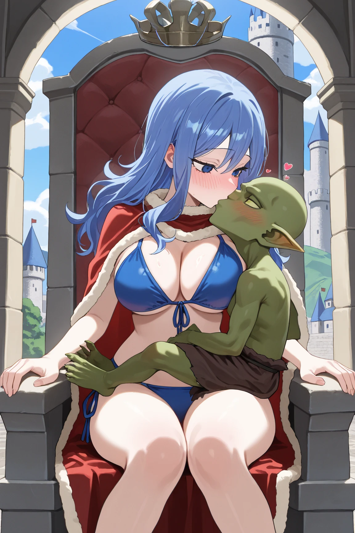 score_9, score_8_up, score_7_up, (realistic,anime:1.2), <lora:shiny_nai_pdxl:0.8>, shiny skin, shiny, Emilia \(Re:Zero\), full body, <lora:tithug:0.8>, tithug, hugging breasts, size difference, short male, goblin, disgusted, annyoed, breast smothering, breast squeeze, head between breasts, (faceless male:1.2), Castle hall,