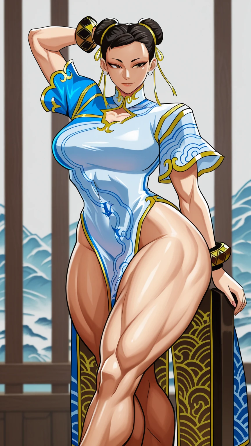 (best quality), (very aesthetic), (ultra-detailed), (best illustration),(a mature female),(perfect face),Mrs. Mi,Three Kingdoms,(((NSFW))),((full_body)),((full_NUDE),red cheek,sweating,skinny,flushed skin,(standing),traditional Chinese bedroom,