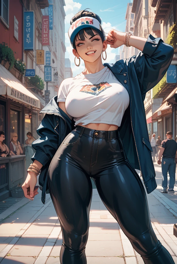 score_9, score_8_up, score_7_up, score_6_up, BREAK
a gorgeous woman: long black ponytail, yellow eyes, arms folded in front, wearing sunglasses, wearing a yellow hoodie and jeans, confident expression, wide smile, grinning, badass, overconfident pose, huge breasts, huge thighs, <lora:PulenKompot-Guweiz Style-PonyXL:1> guweiz