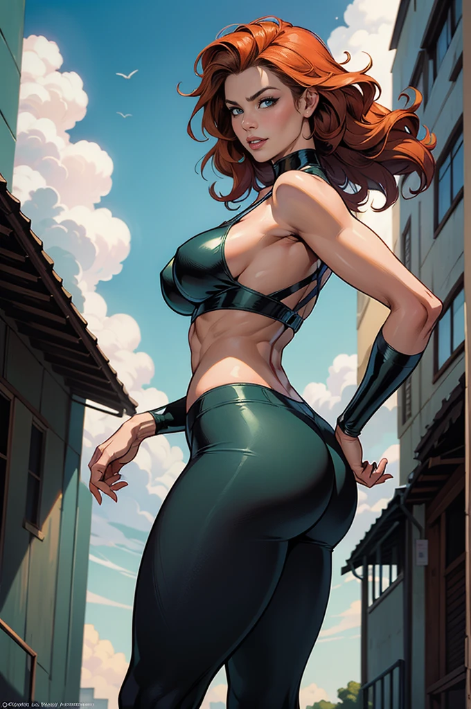 ((masterpiece)), (realistic: 1.35), best quality, (8k, best quality, masterpiece: 1.2), ultra-detailed, illustration, she is back, beautiful face, beautiful hair detailed, 1girl, 12years, teen, sexy young ((solo)), mecha, mecha_musume, cyborg, (cool_movement), best quality, masterpiece, ultra-detailed high res, (photo-realistic: 1.4), very short black bikini, floss, tight bikini, full body, long red hair, wet hair, emerald green eyes, thick shapely thighs, big ass Perfect, naked, she is in school open leg, (high quality), (realism), 8k, sexy young, sexy realistic, best image quality, masterpiece, super high resolution, (fidelity: 1.4), city, cyberpunk, simple background, detailed materials, beautiful highlights, beautiful shadows, volumetric lighting, subsurface scattering, good anatomy, good proportions, (mature adult: 1.15)