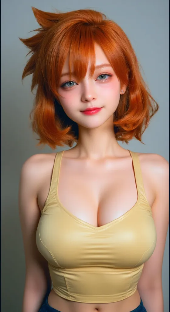 (highest quality、16K high resolution、Super detailed、masterpiece、Live shooting、realistic:1.4、hyper realism:1.4、sharp focus、very delicate and beautiful、 sexy, standing, topless, blue thong, cowboy hat, open denim vest, cute butt、(show your breasts:1.3)、(super beautiful)、(beautiful face:1.5)、(detailed face)、(thin and beautiful eyes)、Perfect round eyes、lip details、(lipstick:1.1)、(eyeliner:1.2)、(mascara)、(eye shadow)、sex appeal、light orange hair、full body shot、At NSFW