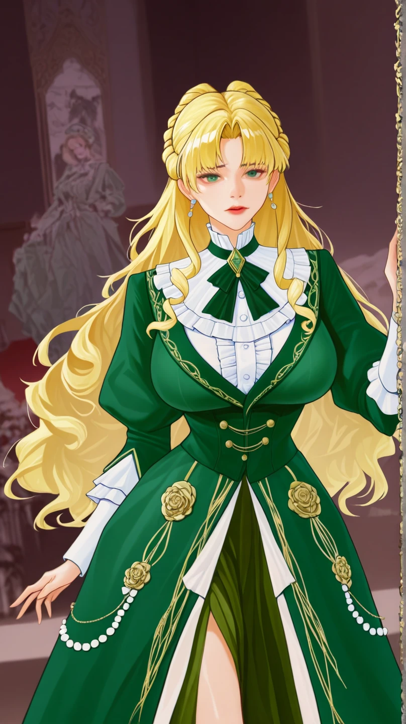 Lesbian anime couple, wedding, black short hair and brown eyes woman, blonde hair and green eyes, royalty, nobility, princess, elegant, kiss, bouquet of flowers, high quality, very detailed, lesbian couple.