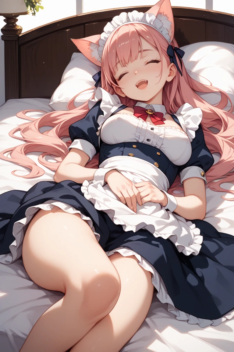 character、Maid、girl、One person、Long skirt、High heels、whole body、Lying down、Tongue out、Anguished expression、Marks of being strangled、cadaver