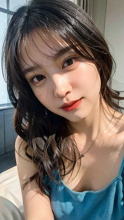 ichigestyle, 1girl, solo, brown hair, heart, hair ornament, , side ponytail, smile, looking at viewer, neckerchief, upper body, heart hair ornament, cardigan, sailor collar, serafuku, black sailor collar, bangs, yellow eyes, closed mouth, long hair, brown eyes, purple neckerchief, striped background, collarbone, striped, polka dot, star (symbol)japanese goddess, pale milky white porcelain skin, asian nymph bald goddess, pale porcelain white skin, pale snow white skin, young beautiful amouranth, soft pale white skin, ???? hot body, amouranth, smooth pale skin, very ???? pose , young face, idol face, exposed ??????, exposed ?????, show ?????, ?????????, raise hands on back