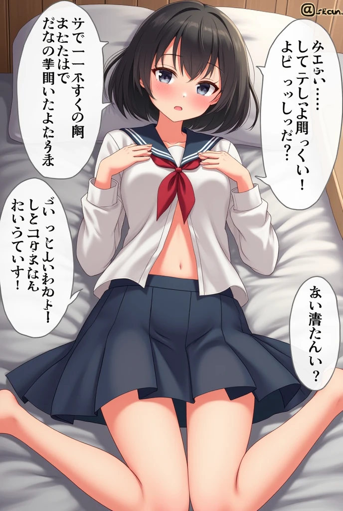 beautiful girl,naked,masturbation,small breasts,masturbate,crying face,knee high,half twin,Trembling body,the skirt is rolled up,Cramp,choker,Leaning body,masturbation,spread your legs,climax,high socks