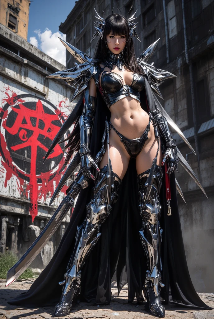 ????? beauty with long black hair ,Japan Armor,cleavage,Bare Legs,Japanese Shrines