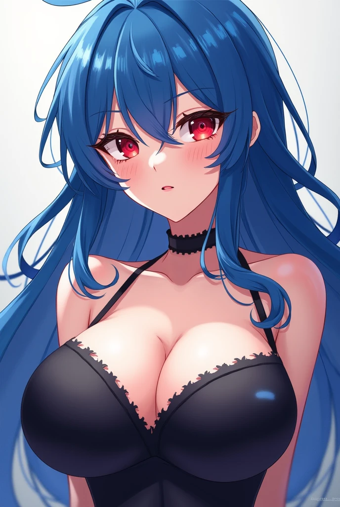 My name is Yukiko.I am a white test woman with long Sky blue hair,red eye color.I am 1.62 cm tall . My breasts measure 200 cm, my waist 40 cm and my hips 200 cm. Dressed in a set of lingerie underwear . With big breasts 200 cm