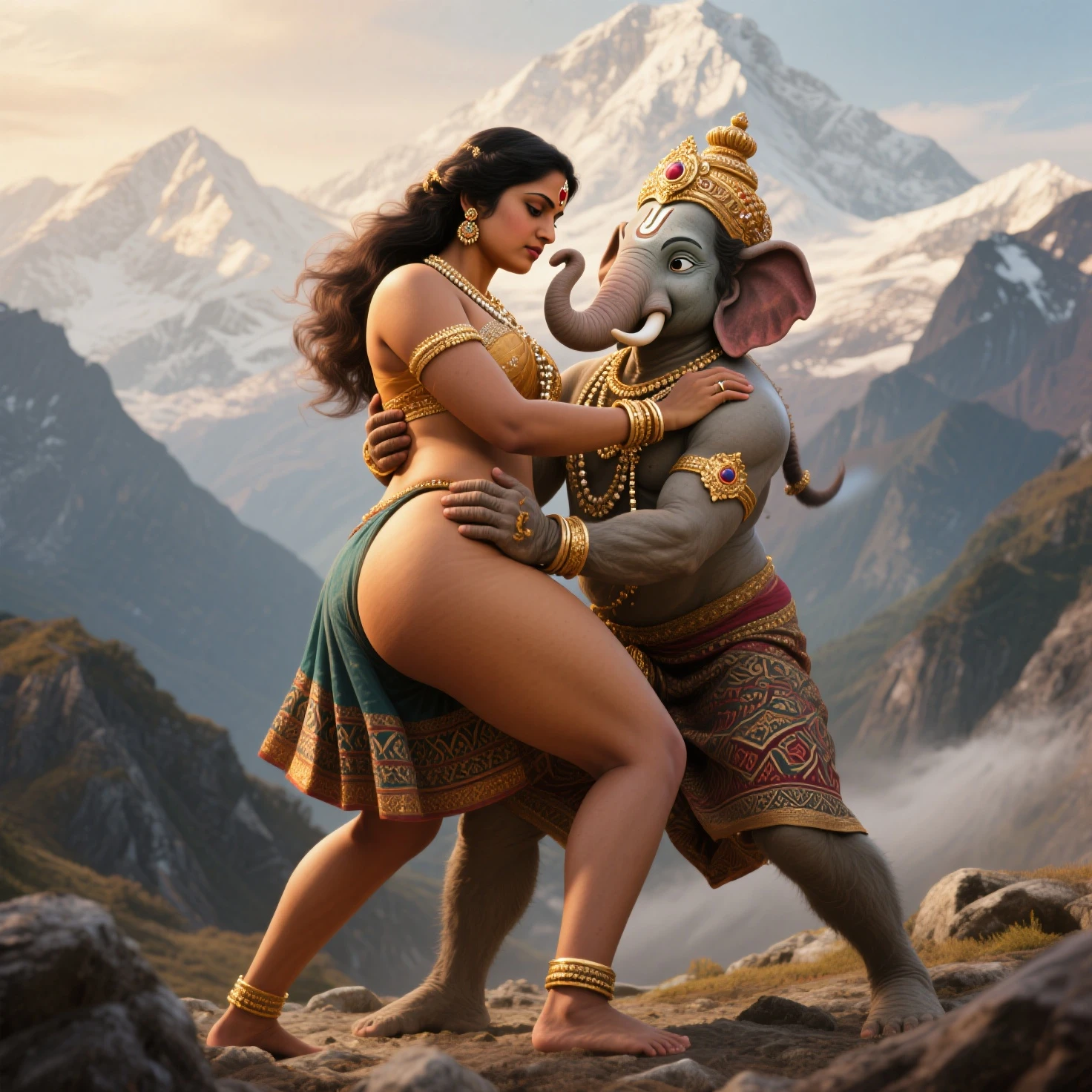(women riding an giant elephant with elephant ear in a battle field, the hair flutters with the wind), many soldiers outside, giant male full body, cinematic screen, ethereal, detailed, alluring succubus, ethereal beauty, perched on a cloud, (fantasy illustration:1.3), enchanting gaze, captivating pose, otherworldly charm, mystical sky, soft colors, (detailed cloudscape:1.3), (high-resolution:1.2), ((masterpiece)), (best quality), HDR, ((masterpiece)), (best quality), HDR, FEMME, Mirela Anton art Style, artistic, Soft color palette, windblown flowers, Sparkle, magical photography, Soft smooth lighting, Light background,[light smile], expressionless,