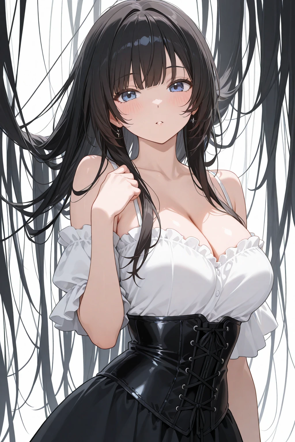 Two Women、Bunny girl、Enamel Bunny Suit、No sleeve、Erotic pose、Approaching the viewer with tongue out、Licking my tongue、Random pose、A flattering expression、Erotic look、Moist eyes、Streaks、Nipple swelling