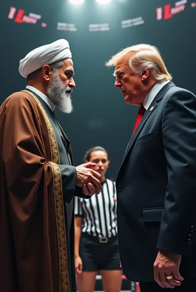 generate image of a person with similar characteristics to barack Obama meeting a person with similar characteristics of osma bin laden