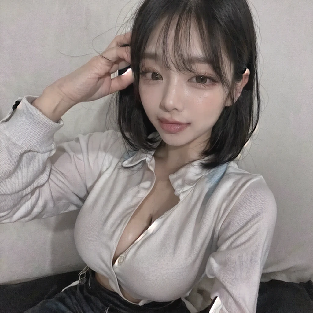 ((Highest quality)), Absurd, (Ultra-high resolution), Mature woman wearing a crop top, Underbust, Perfect female body, View your viewers, Realistic, Very detailed, 8K , masterpiece,