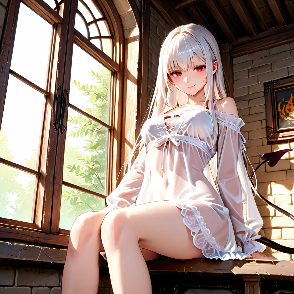 ((best quality)), ((masterpiece)), (detailed), 1girl, white hair. Topless. Bottomless.