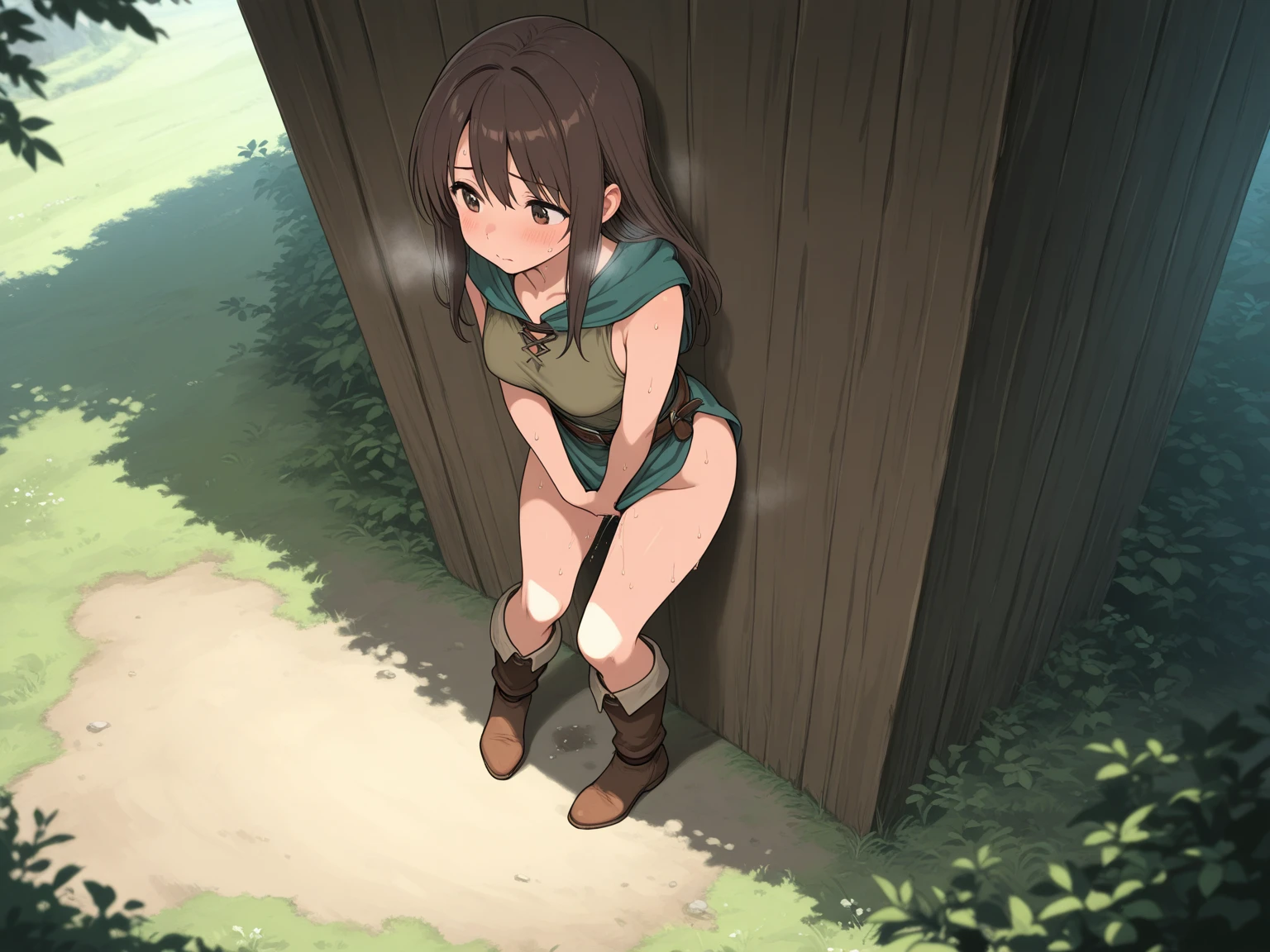 Raped with a broomstick  , forced, tied up, yell, resist,hands behind back,  naked, spread legs,
