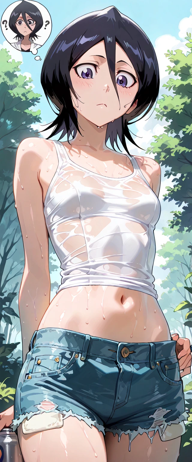 Magazine cover(masterpiece, best quality:1.2),woman,(((The eyes are delicate)))((Wet clothes)),Pink underwear,outdoor,rain(8K)(HD)