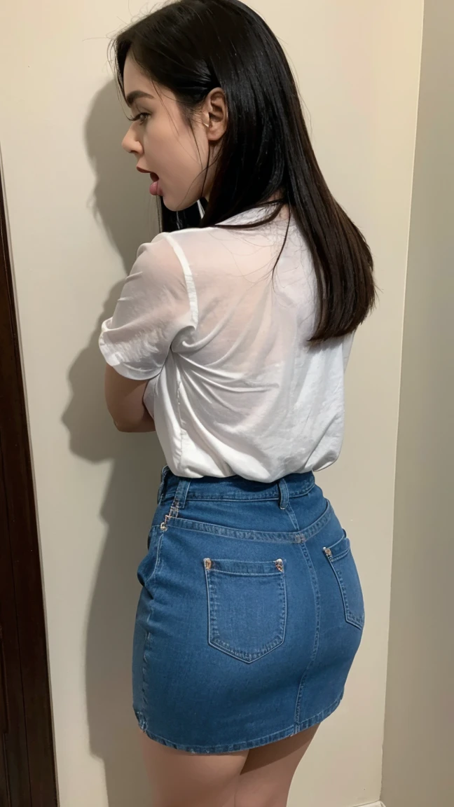 Indonesia teen Girl sees the ghost and pees her cotton pants in fright.