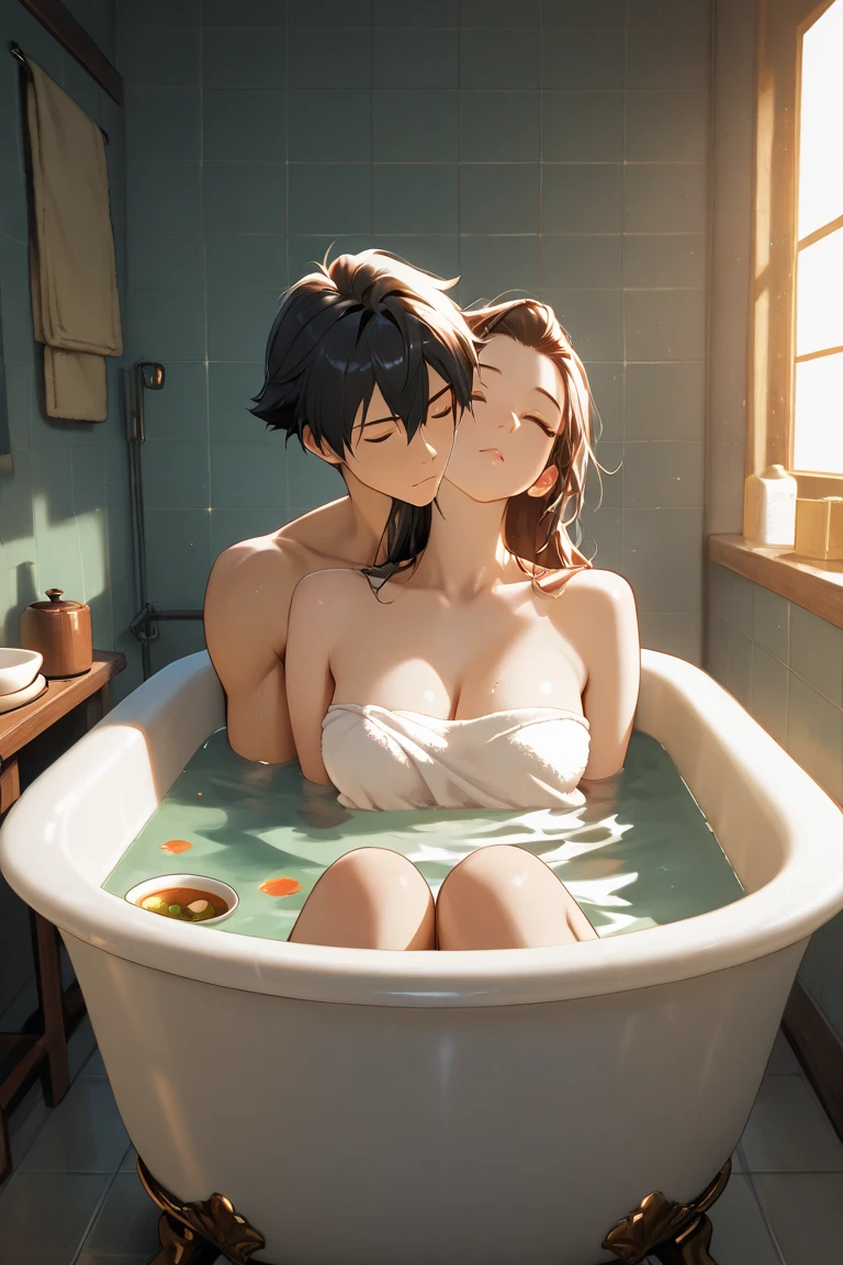 Couples take a bath together