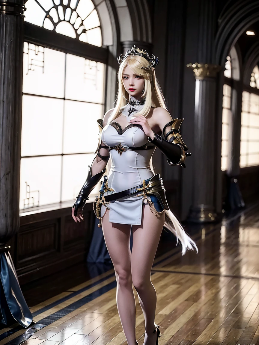 Super Detail, High Detail, high quality, best quality, High resolution,a female robot,Beautiful female robot,beautiful clear face(Rain waves_haneame:1.5),Mechanical body(Smooth metal surface,armor,Mechanical seams of skin,beautiful body curves),Mechanical armor(Valkyrie style,全身厚重armor,Highlight breast contour,Comes with mechanical antenna hair accessory),beautiful body curves,Holding a silver sword in hand,handsome pose