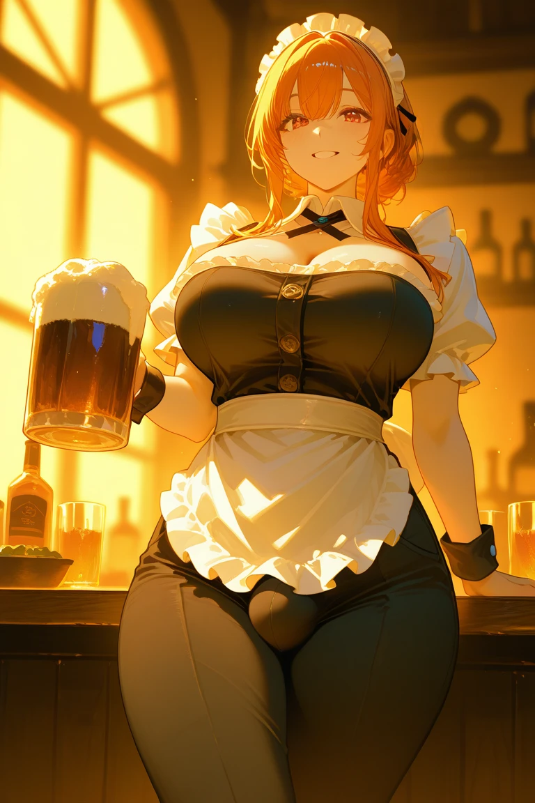(masterpiece) best quality ultra-detailed CG NVIDIA RTX 3060 wallpaper, (1 girl) with beautiful features and a stunning orange and white hairstyle. Her thicc thighs and huge breasts peek out under her casual clothes as she enjoys coffee at the cafeteria.