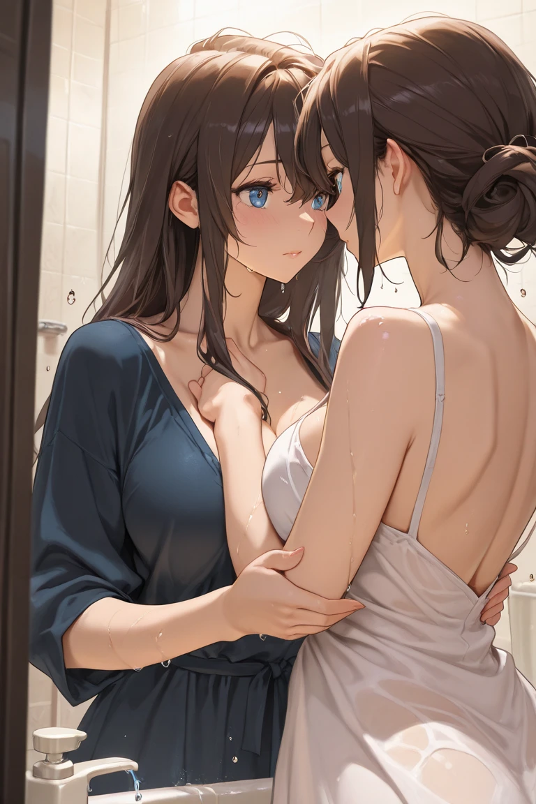 I will grow ???????????... - Thought a girl of about 10 years old, carefully examining her ???????, standing in front of the mirror. She has a beautiful young innocent body. Looks nice a little from the side. Hair gathered in a ponytail, chestnut color. ?????. Bulges. Puberty. She is interested in her body. High quality. Beautiful composition. Subtle drawing of details. Gorgeous. Art. Masterpiece.