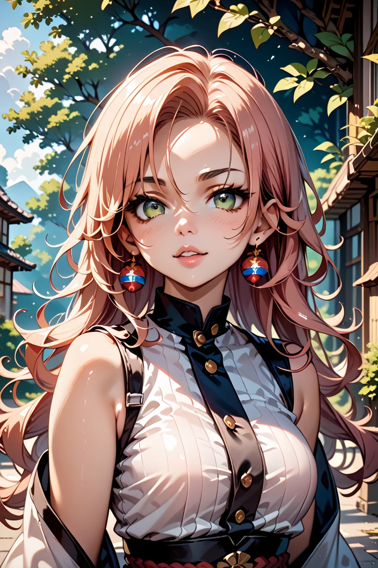 (masterpiece), best quality, expressive eyes, perfect face, upper body, beautiful face, mature woman, focused, beautiful eyes, crimson eyes, medium silver hair, small braids, elegant dress, magical forest background, front view, close up, pink lipstick, pink blush