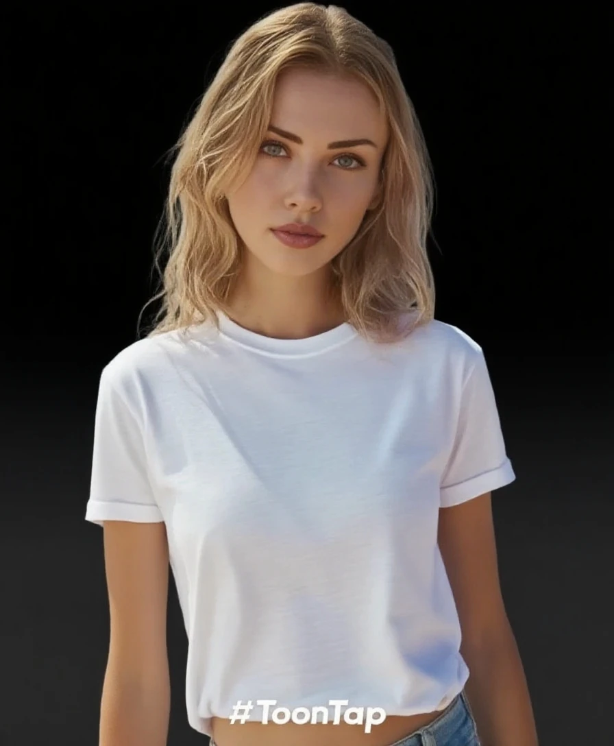 Girl White Skin with Shirt Blonde Hair