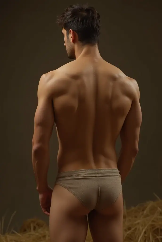 (photorealistic, masterpiece, best quality), handsome asian male, chinese man, standing backward, Shirtless,Bulge,fortitude,Raised butt,bubble butt, tight ass, back view, naked you can see his beautiful big round butt, young, slim athletic body, wearing nothing, completely naked, athletic physique, slender, no body hair, in a hotel room, bed, bedroom,