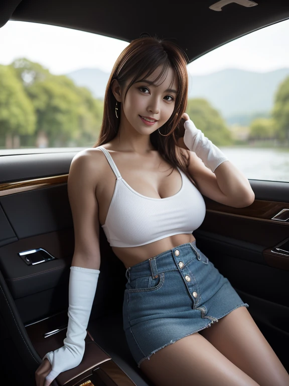 Japanese girl, 20 years old-1 female, Front face, View your viewers, Highly detailed beautiful face, Cute Face, Beautiful Eyes, Shy smile, Perfect ???????, Big Breasts, Cassol、white、mini skirt、Panties、Cleavage, clavicle, belly button,
Taking a break She was sitting in the passenger seat of a two-seater convertible.、Watching me drive.
After the sun goes down over the city, I am driving on a bridge in the city. A beautiful girl is smiling and looking at me. Her long hair is very beautiful as it blows in the wind.. She is trying to fix her slightly messy hair by holding it down with her hands..
It's a very beautiful sight.