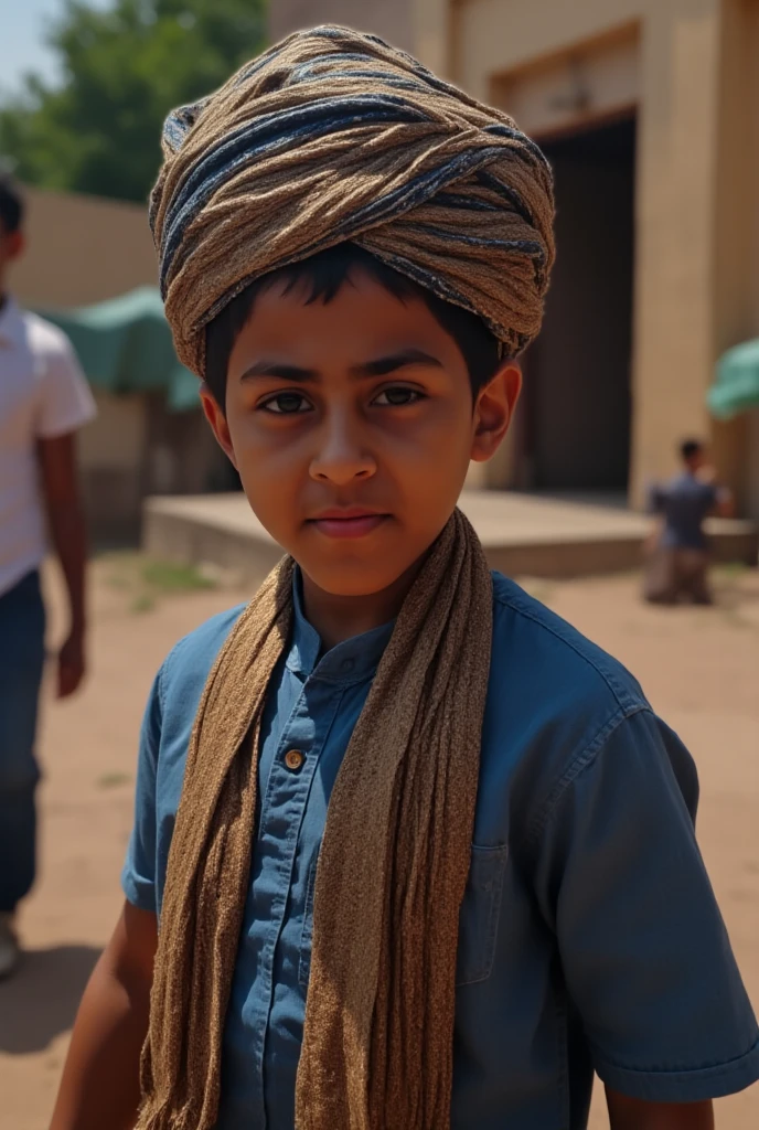 A train is passing from a beautiful turban boy 