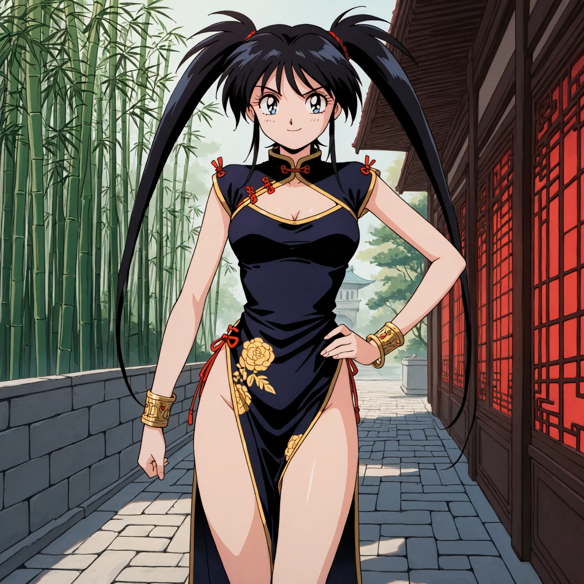 1girl, cowboy shot,
, choker, long hair, blue hair, red lipstick,
standing, narrow waist, wide hips,
, range murata and artgerm, masterpiece, best quality, highly detailed, a anime girls in kimono dress with a sword posing for a picture, bare shoulder,open kimono, evil smile, open mouth, crop top , (nsfw) not safe for work, smile, ecchi anime style, anime girls, ecchi style, ecchi, digital anime art!!, in anime style, official artwork, visual novel cg, beautiful anime girl, anime style 4 k, kimono pencil skirt, exposed belly, exposed navel, exposed midriff, exposed lower belly, outdoor, japanese architecture, temple