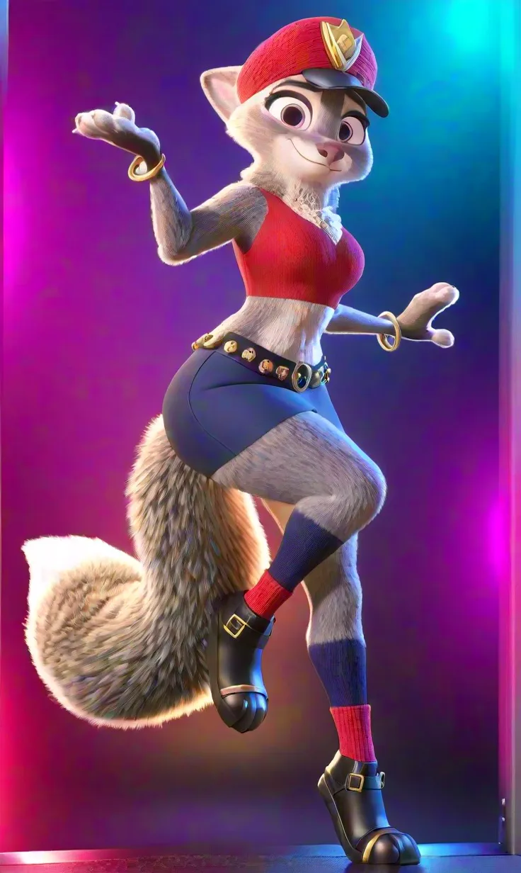 [Roxanne_Wolf], [FNAF:_Security_Breach], [Uploaded to e621.net; (Foxovh), (Pixelsketcher), (mayosplash], ((masterpiece)), ((solo portrait)), ((furry; antrho wolf girl)), ((detailed fur)), ((raytracing)), ((detailed shading)), ((beautiful 2D art)), {anthro wolf; (grey fur, white belly), (yellow eyes; black pupils), long white messy hair, (green highlighted bang), (green claws), (fluffy white tail), seductive gaze; (bedroom eyes, smug smirk), large boobs, red crop top, (cleavage), tight red leather shorts, (purple tiger-striped bracers), (purple tiger-striped legwear), (gold earring on right ear), (defined leg muscles)}, {(sitting in studio chair), (brushing hair), head tilted sideways), (attractive pose), (looking down at viewer)}, [background; indoors, studio (bright lights), (mirror)]