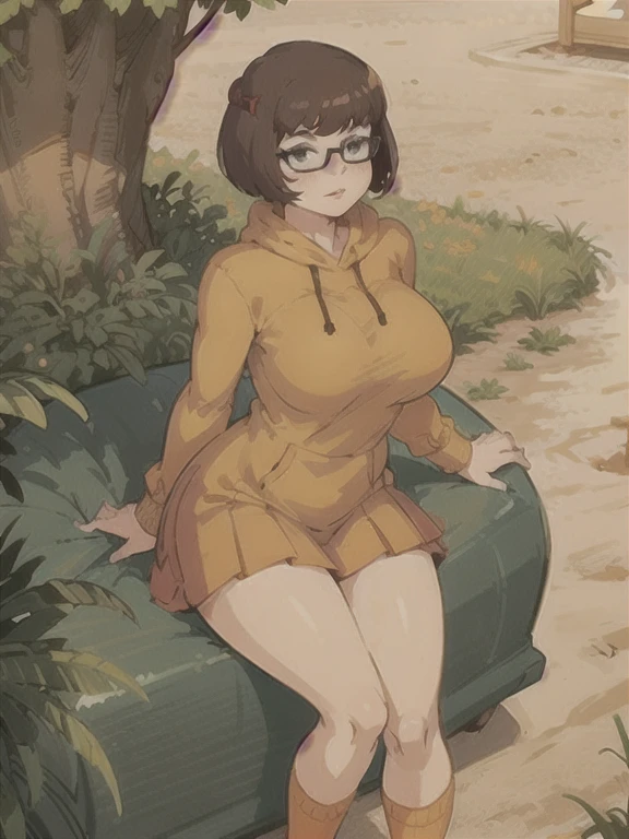 Velma Dinkley, piernas, muslos, session, crossed piernas, tacones altos, pussy view, desnudo, vista de tetas, pezones