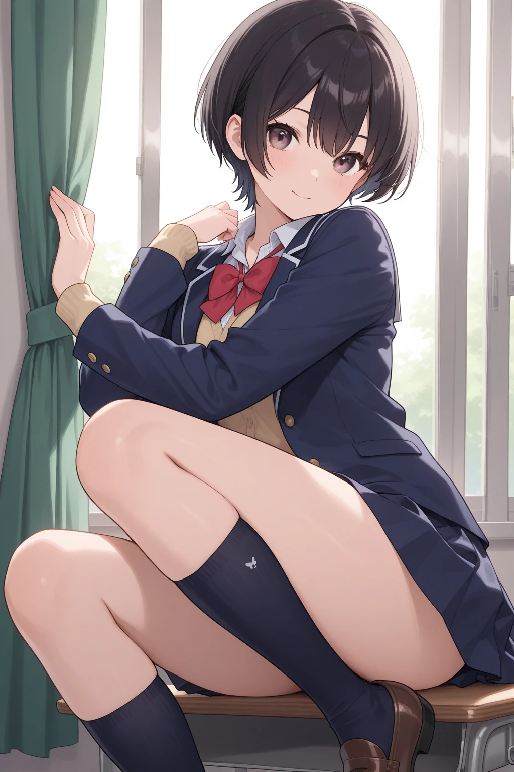 View from below、Short skirt、Ridiculous Underwear、A glimpse of panties、beautiful girl、smile、Innocence、
