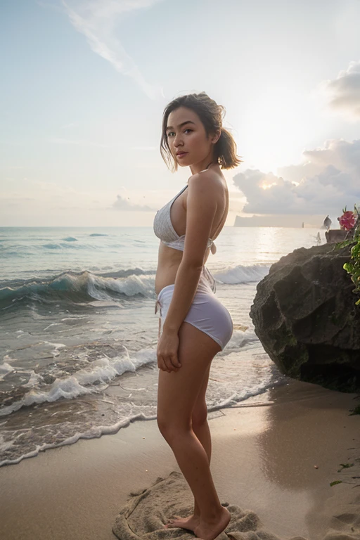 Young Thai woman, Fit physique, fitness physique, wearing sexy black lingerie sitting on the couch with legs open, corps sexy, (8k), (Best quality), (Masterpiece:1.3), (Realstic), (photoreallistic:1.34), Ultra-detailed, [beautiful detailed  eyes], (sourire), (sourire), (beautiful nose detailed), [very long blonde hair], (haut court), lingerie noire, (superbes seins taille normale), (gros plan), profondeur de champ, full body view, sitting on sofa, legs spread, showing crotch, pieds en l'air