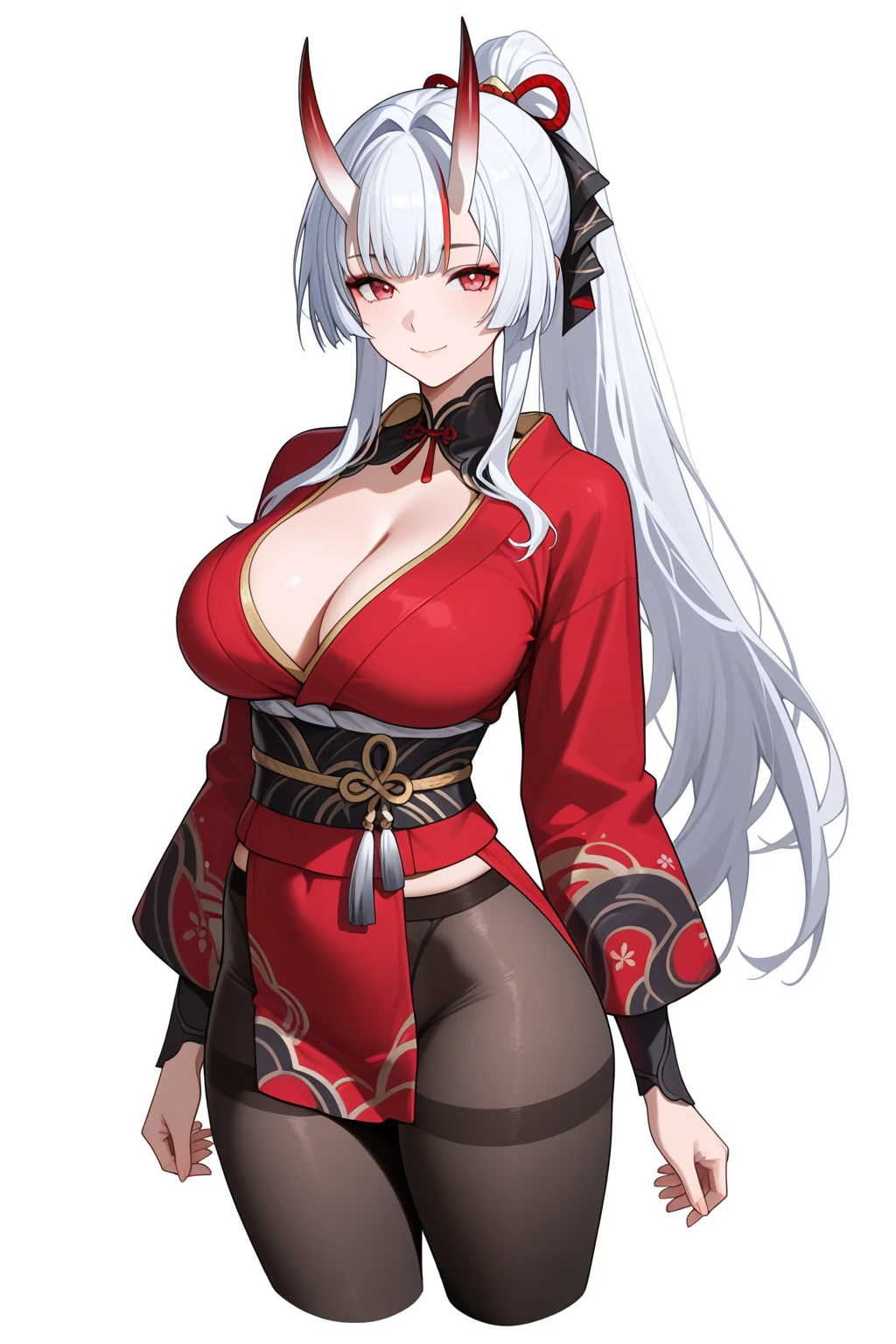 masterpiece, best quality, <lora:DrakeALv1-000090:1>,DrakeAL, 1girl, red and white dress, cleavage, detached collar, side ponytail, upper body, eye focus, detailed eyes, deep eyes, golden eyes, soft lips, beautiful, hair ribbon