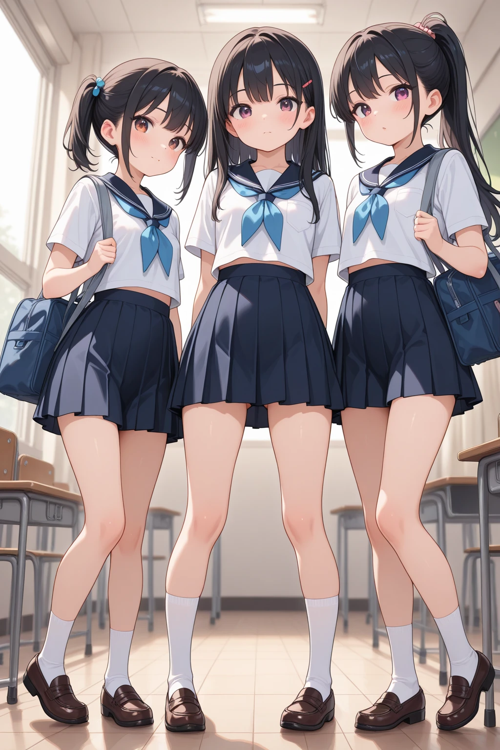 ((Highest quality)), ((masterpiece)), (detailed),Perfect Face,Strong light from the front,With front light,A group of naked junior high school students are changing in a school clubroom without panties or bras, spreading their legs and showing a close-up of their crotches to the camera.,