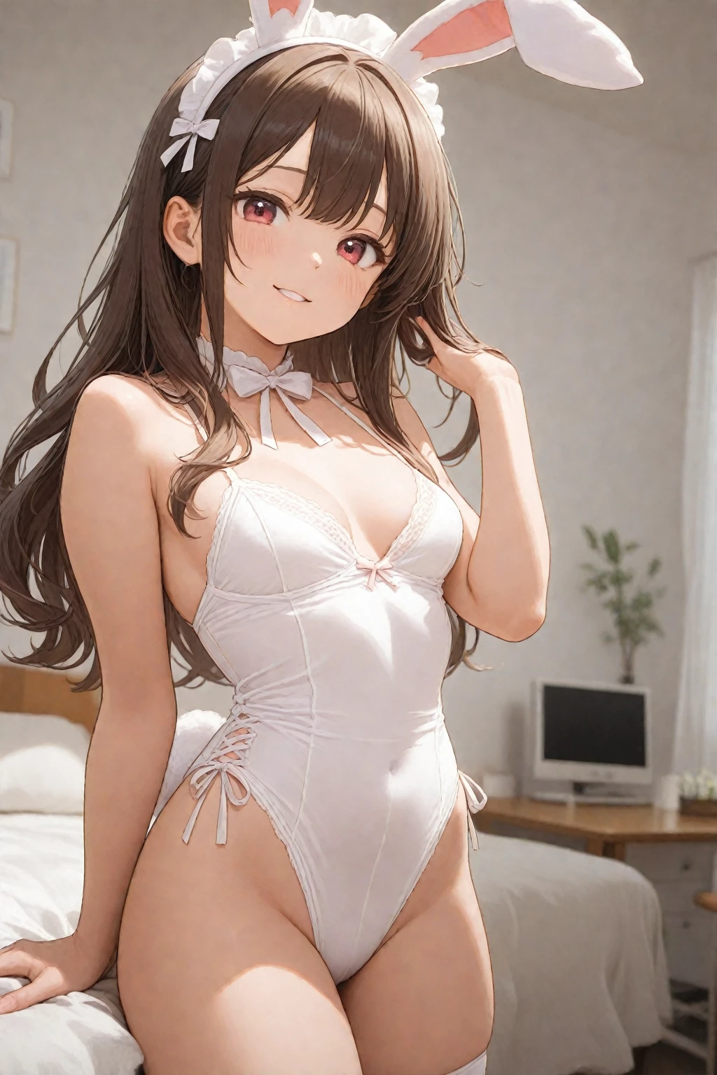 girl, Sweat, vapor, Medium chest, shy, fine hands, light smile, looking at the viewer, Randomly change the color of the outfit
