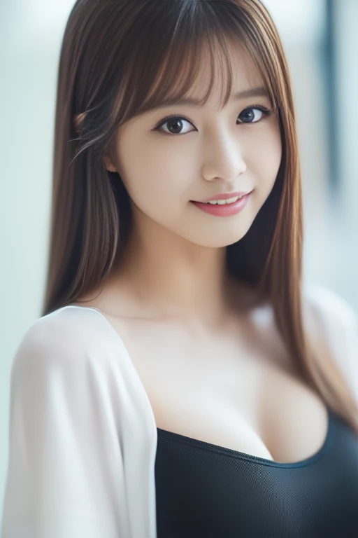 masterpiece,best quality,(Japanese ),((Beautiful girl)),cleavage,indoor,(perfect body beauty:1.2),(shy smile),beautiful teeth,
