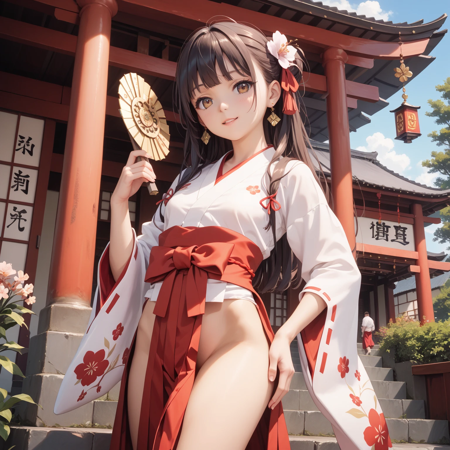 ​masterpiece、NSFW、top-quality、ultra-detailliert、Fine-grained and beautiful eyes、(Little girl at 12 years old,japanes,elementary student),(Oiran Outfit),(Kimono with delicate Japan,Kimono with cherry blossom pattern,Kimono based on black,In the middle of taking off the kimono,Breakdown), (The obi of the kimono is untied.), (Best thighs),absurderes,Real human skin, (Beautiful body,The sheen), (Soft lips,Lips parting,slightly open mouth,droolng),(Very gentle and beautiful,beautiful countenance,kawaii faces,A slight smil,ecstacy),(Bright black hair,Longhaire), (a beauty girl,Beautie,idol,teens girl,chiquita,Gamine), sexual excitement,Sex Expressions,Vaginal runaway, (Large open legs,Open your crotch,M-shaped legs,Emphasis on open legs,Crotch bite),(Open your legs wide,Pose with the crotch sticking out),(Black lace panties with a lot of crisp exposure,Small panties,protruding from panties), (tiny chest,big areolae,Exposed nipples,crisp nipples), (Mansuji,mekosji,Love juice,cum shots,White liquid overflowing from), (pov from down,Looking down), (dark ambiance,temple,Old buildings in Japan,shrines,God Online),8K,ultra-detailliert,The best illustrations,sharpnes,Hi-Res,