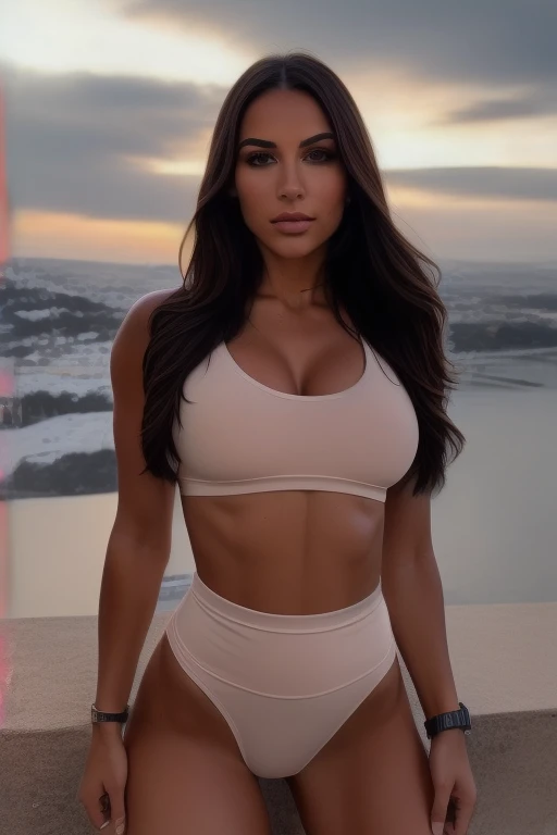 (best quality,4k,8k,highres,masterpiece:1.2),ultra-detailed,(realistic,photorealistic,photo-realistic:1.37),Brunette female character wearing a Fortnite skin with brown eyes,curvy body shape and a captivating expression,fierce and confident pose,a vibrant and colorful digital artwork showcasing the character,(oil painting:1.1) style blending realism and fantasy elements,beautifully detailed facial features and smooth skin texture,fine details on the character's hair and clothing,shimmering highlights on the character's eyes and lips,the character is surrounded by epic scenery, lush greenery and towering mountains, the character wields a powerful weapon and stands in a dynamic action-packed pose,the lighting is dramatic and emphasizes the character's presence, vibrant colors and rich contrast, a dynamic and immersive artwork that captures the essence of the Fortnite gaming experience