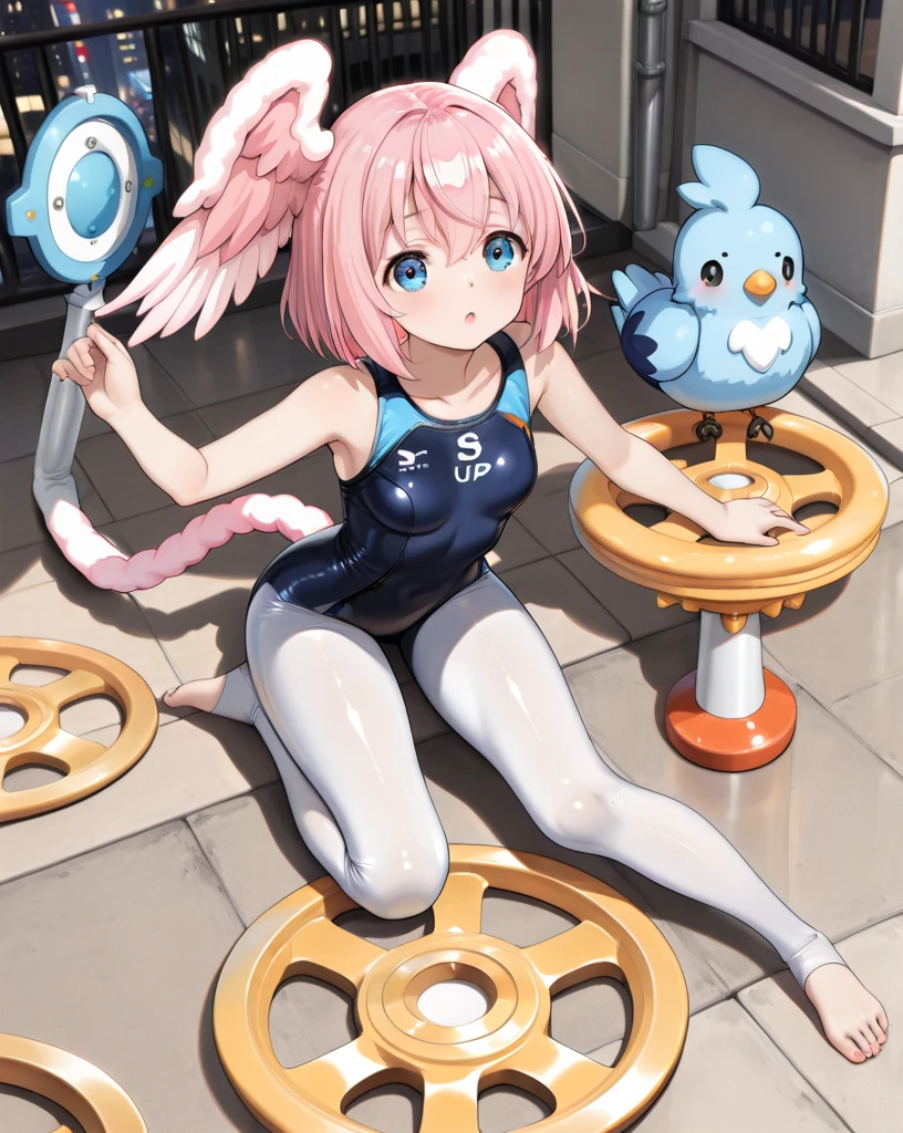 「Oopsy Playground Equipment」The playground equipment called、It was like a huge breast.。Its shape is、Draw soft, rounded curves、Painted in flesh color、Even the nipple-like protrusion was reproduced。toddlers、Blue-haired、Big round glasses、Long、long boots、Long code、The bikini