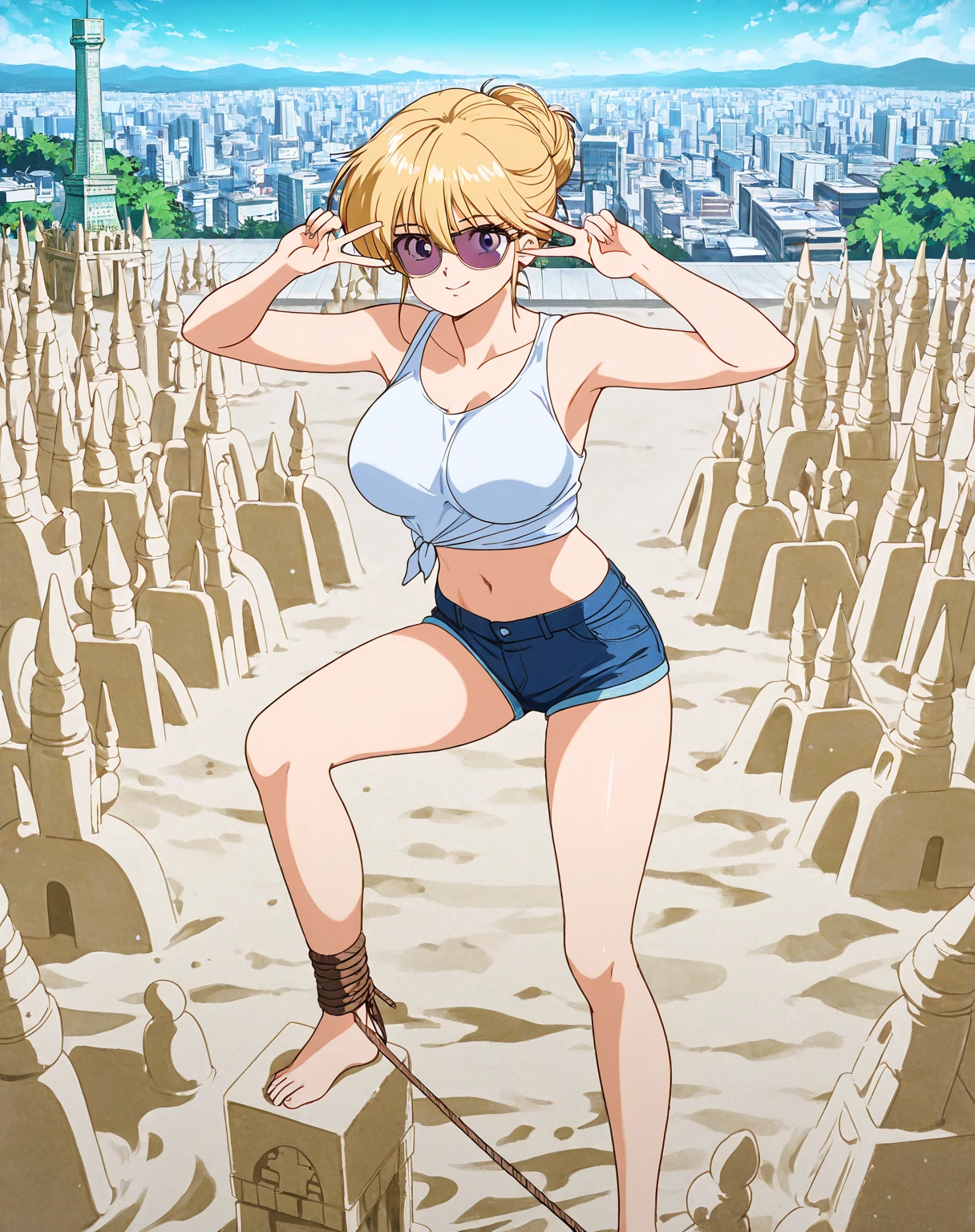 Noelle with large tits bathing in hot springs , hot pose , oiled , volcano , sexy , oiled , side view