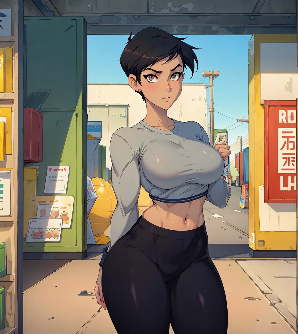 photo of mlp Meowko, RAW, beautiful woman, ((portrait)), ((detailed face:1.2)), ((anime face, anime facial feature, clear skin, glossy anime lips, clear skin), (short messy lesbian haircut, brunette: 1.55),  (perfect proportioned body, Strong, muscular, narrow waist, narrow hips, skinny, large breasts), (she is wearing A tight Long sleeve Henley shirt, Boy shorts, Nike sneakers), full body, Riding a skateboard down Venice Beach, skateboarding on boardwalk, sunset Beach background, (realistic photo, best quality, detailed), (8k wallpaper), (cinematic lighting, beautiful light, (afternoon:1.3)) (sharp focus, intricate)